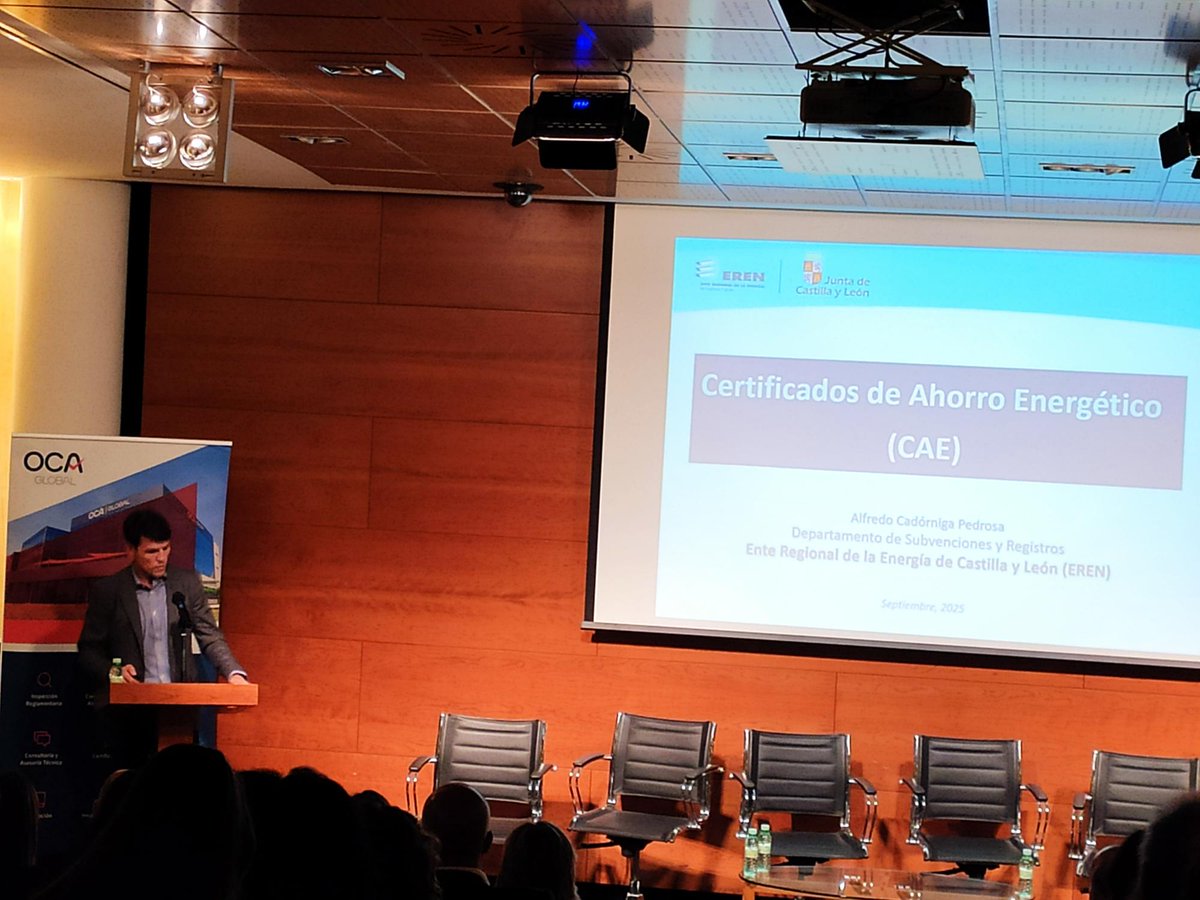 Hoy nuestro compañero <a href="/LuisAlHernando/">Alberto Hernando</a> asiste en Salamanca a la jornada Instrumentos para la Transición Energética. Descarbonización y Certificados de Ahorro Energético (CAEs) organizada por OCA GLOBAL

energia.jcyl.es/web/jcyl/Energ…