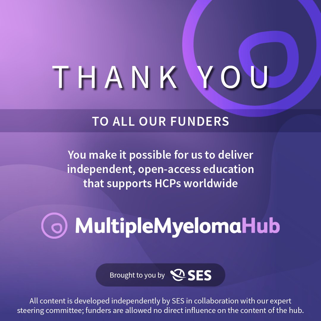 Thank you to our funders, who make it possible for us to deliver the Multiple Myeloma Hub. 

Bristol Myers Squibb 
GSK 
Pfizer 
Johnson &amp; Johnson Innovative Medicine  
Legend Biotech  
Roche 
Sanofi 

#mmsm #MultipleMyeloma