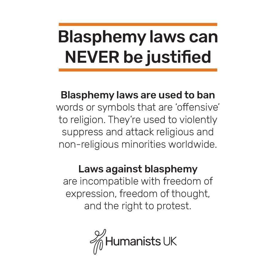 Today is International Blasphemy Rights Day. Blasphemy laws can never be justified. These laws are always in opposition to freedom of expression, and are incompatible with our most fundamental human rights.