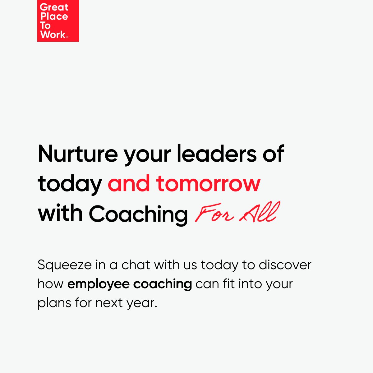 GPTW_UK's tweet image. Leadership isn’t a title – it’s a mindset.
Coaching For All brings personalised development to all your leaders, regardless of their title. 

Before you lock in your 2026 L&amp;amp;D budget, let’s talk.
hubs.ly/Q03Ljjh50
#CoachingForAll #LearningCulture #PeopleFirst