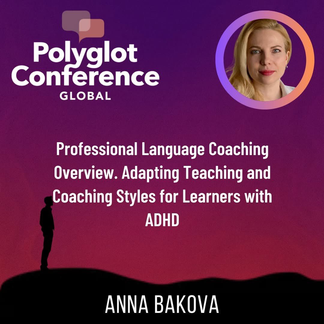 polyglot_confer's tweet image. ADHD &amp;amp; language learning: Anna Bakova on professional language coaching—powerful questions, tailored plans, and 4 principles to support attention, motivation &amp;amp; follow-through. 

Tickets: PCGlobal2025.eventbrite.com

#PolyglotConference #ADHD #LanguageLearning #Coaching #LangTwt