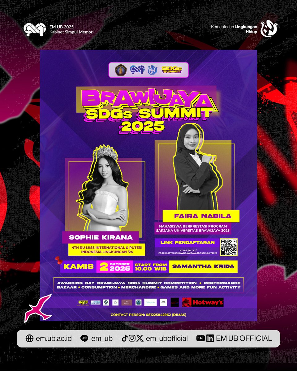 EM_UBOfficial's tweet photo. TALKSHOW &amp; AWARDING BRAWIJAYA SDGs SUMMIT 2025 

Halo, Summiters! 🌱 Setelah perjalanan panjang penuh inspirasi, diskusi, dan aksi nyata, kini saatnya kita bertemu di momen paling ditunggu: Acara Puncak Talkshow &amp; Awarding Brawijaya SDGs Summit 2025!🚀 https://t.co/t313SnYWWT