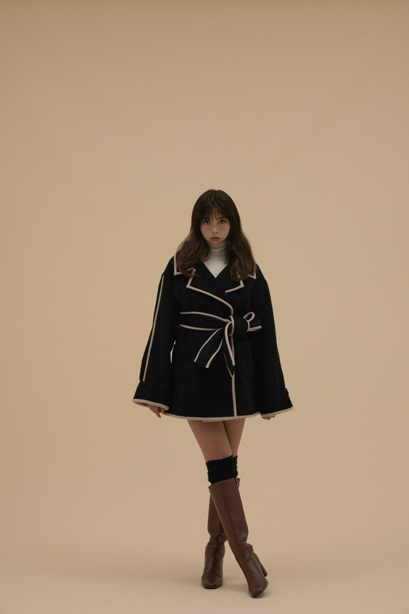 Ange wool short coat color beige/black ¥29700-tax in 上質なウール