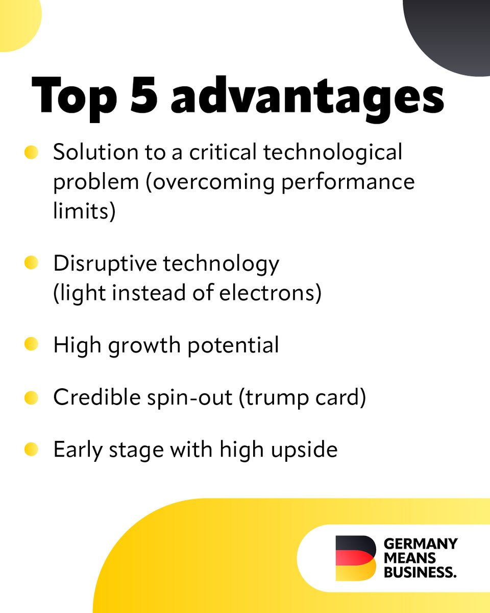 GER_means_BIZ's tweet image. The future of computing is powered by light! 💡 German startup Q.ANT just raised a record €62M — the biggest funding round for a European photonic chip company. Backed by Cherry Ventures, UVC &amp;amp; Imec.xpand, they&apos;re pushing past the limits of electronics. #Photonics #DeepTech