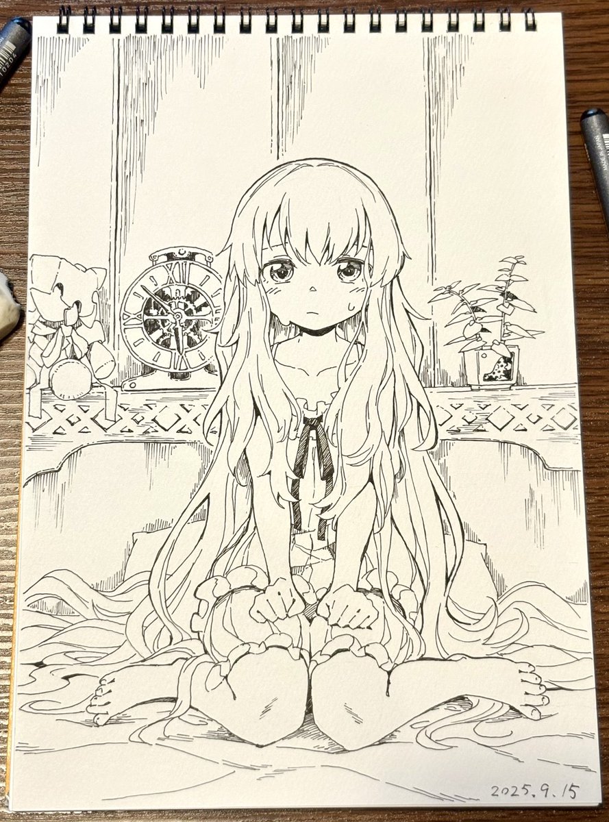 #今月描いた絵を晒そう
アナログでうちの子ばかり描いてましたわ 