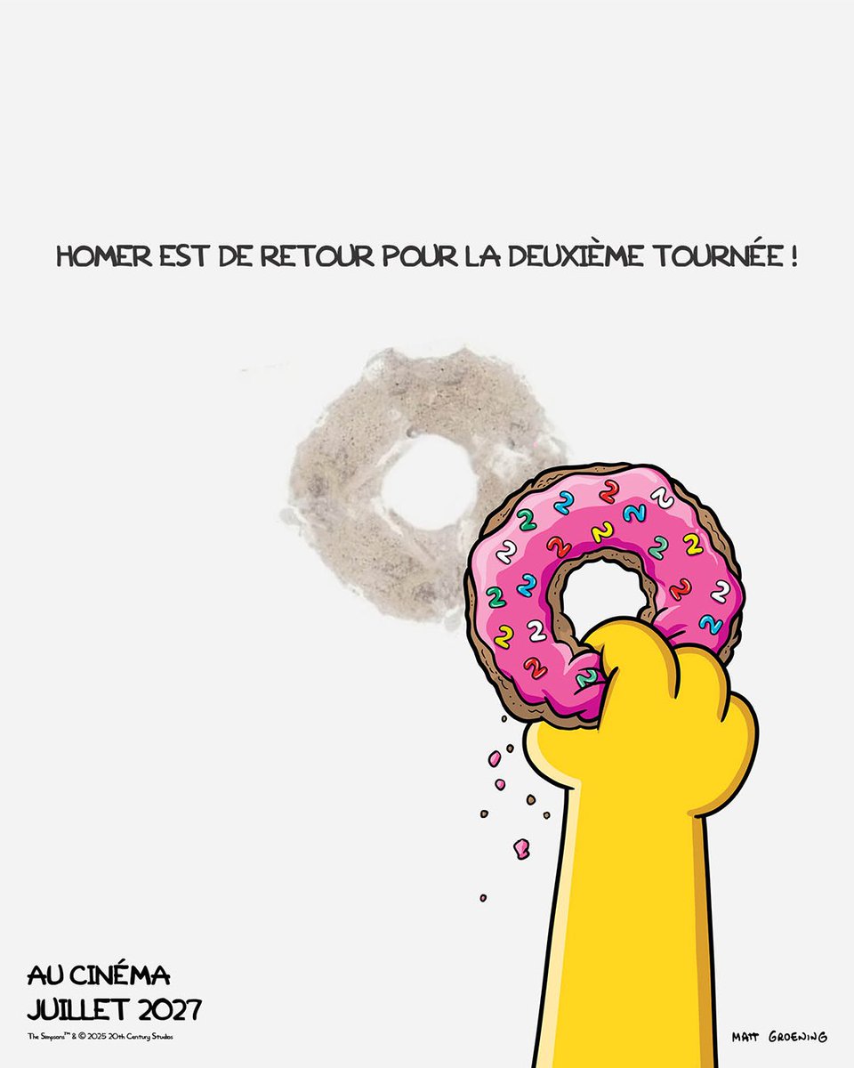 DailyPop__'s tweet image. C&apos;est officiel : 20 ans après le premier volet, ‘LES SIMPSONS LE FILM 2’ sortira dans les salles françaises le 21 juillet 2027 ! 🍩