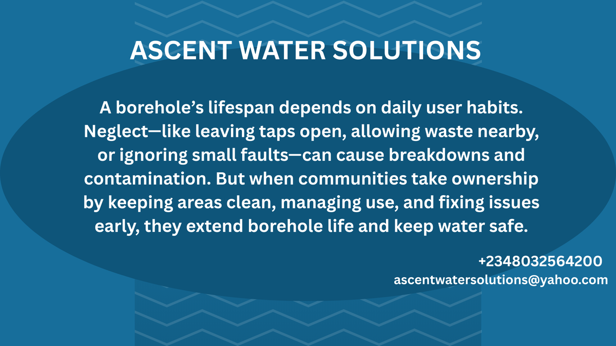 Yuusuf1550523's tweet image. Safe water isn’t just about access—it’s about how we use it. #AscentWaterSolutions #SustainableWater #BoreholeMaintenance #CommunityCare #EveryDropCounts #WaterSecurity
+2348032564200
ascentwatersolutions@yahoo.com