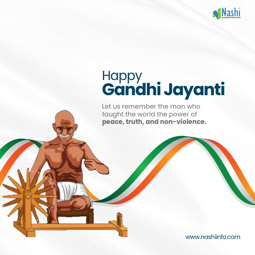 NashiInfo22's tweet image. Honoring the legacy of Mahatma Gandhi – inspiring integrity and leadership in every step. 🕊️✨ 

#GandhiJayanti #NashiInformatics #IntegrityAtWork #Leadership #BusinessEthics #DigitalExcellence