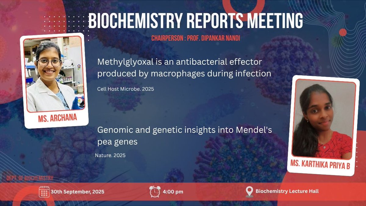 BICS_IISc's tweet image. We invite you to today's reports meeting by Ms. Archana and Ms. Karthika Priya. For details, see below: