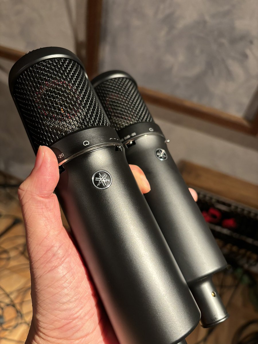 YAMAHA YCM705 x2！
ダイナミックマイクYDMシリーズが良かったので期待してました。

ヴォーカルでは素直に伸びる高域に変なレゾナンスも感じず、明るくとても使いやすい。かといってナチュラル過ぎず歌を録るにはちょうどいい。