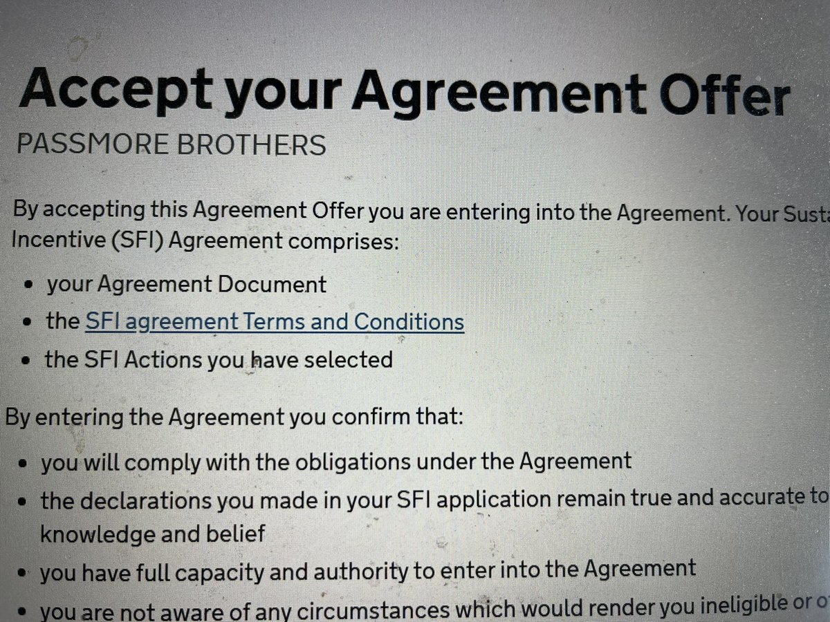 SFI24 - we are there! 
Over 4yrs since I started, eventually had a SFI pilot agreement, now 1 of lucky few who since March could apply for full SFI 4+ years but SFI ended before pilot finished
Big plus was <a href="/JanetHughes/">Janet Hughes</a> pilot farmers won’t be disadvantaged +it was honoured  -just!