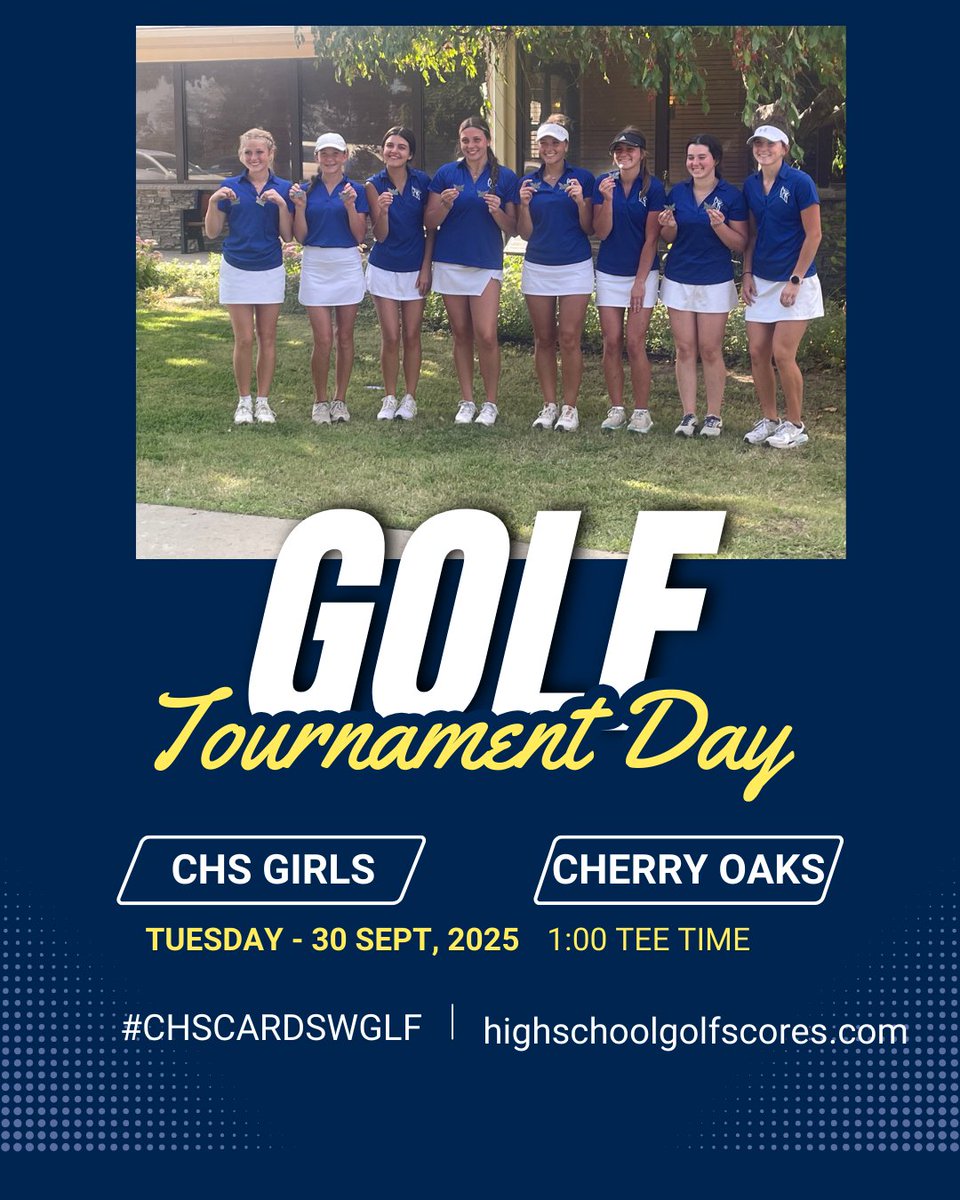 Varsity Girls Golf at Cherry Oaks Golf Course for an 18 hole tournament
Hosted by Cheney HS  @ 1:00   <a href="/ksgolfscores/">KansasGolfScores.com</a>