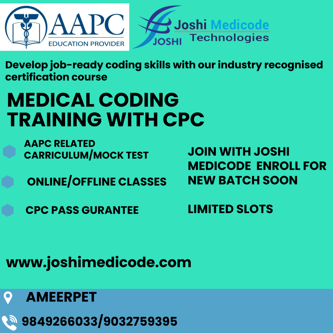 joshimedicode's tweet image. Build your career in Medical Coding with CPC Training at Joshimedicode Technologies.
Learn, certify, and step confidently into the healthcare industry!
For more info Contact
Ameerpet 📷9849266033 / 9032759395
Dilsukhngar 📷 9032089136
Warangal 📷9032695333
Khammam 📷 7386079333…