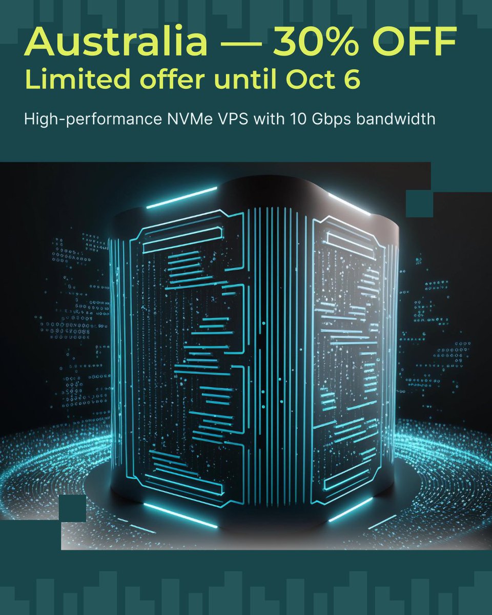 the_hosting_'s tweet photo. 📢 Server of the Week: Australia — 30% OFF

Our recently launched “Server of the Week” campaign is gaining momentum, and this week https://t.co/rzwep8okre is offering all clients a special deal — 30% OFF VPS in Australia.

This limited-time offer for a high-performance virtual server in the heart of Australia is valid until October 6, 23:59 UTC+3.

To take advantage of the promotion, simply use the promo code THE-AU30 in the Cart section after selecting the plan and billing period that best suit your needs.

✔️Save on hosting without compromising on quality. Get your VPS in Australia at a special price — https://t.co/Y7gySreril