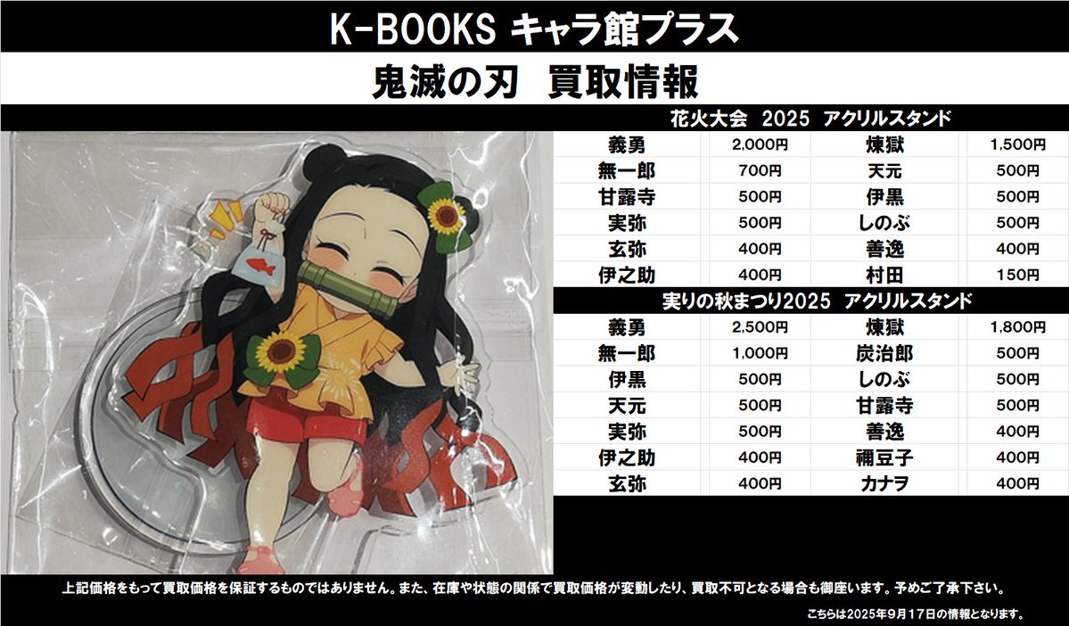 買取情報】 鬼滅の刃 ☆花火大会2025 アクリルスタンド ☆実りの