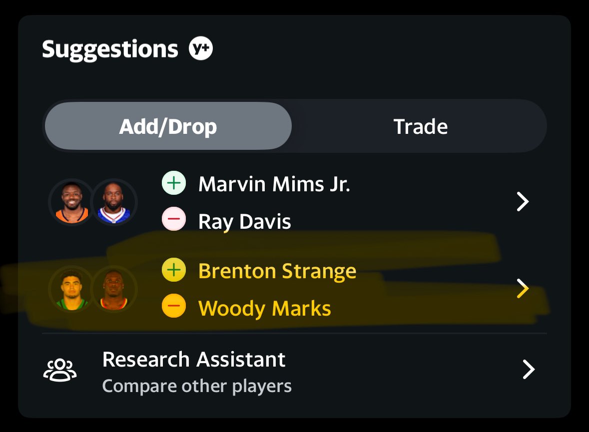 “AI will replace fantasy analysts” they say, as the Yahoo AI suggests this move