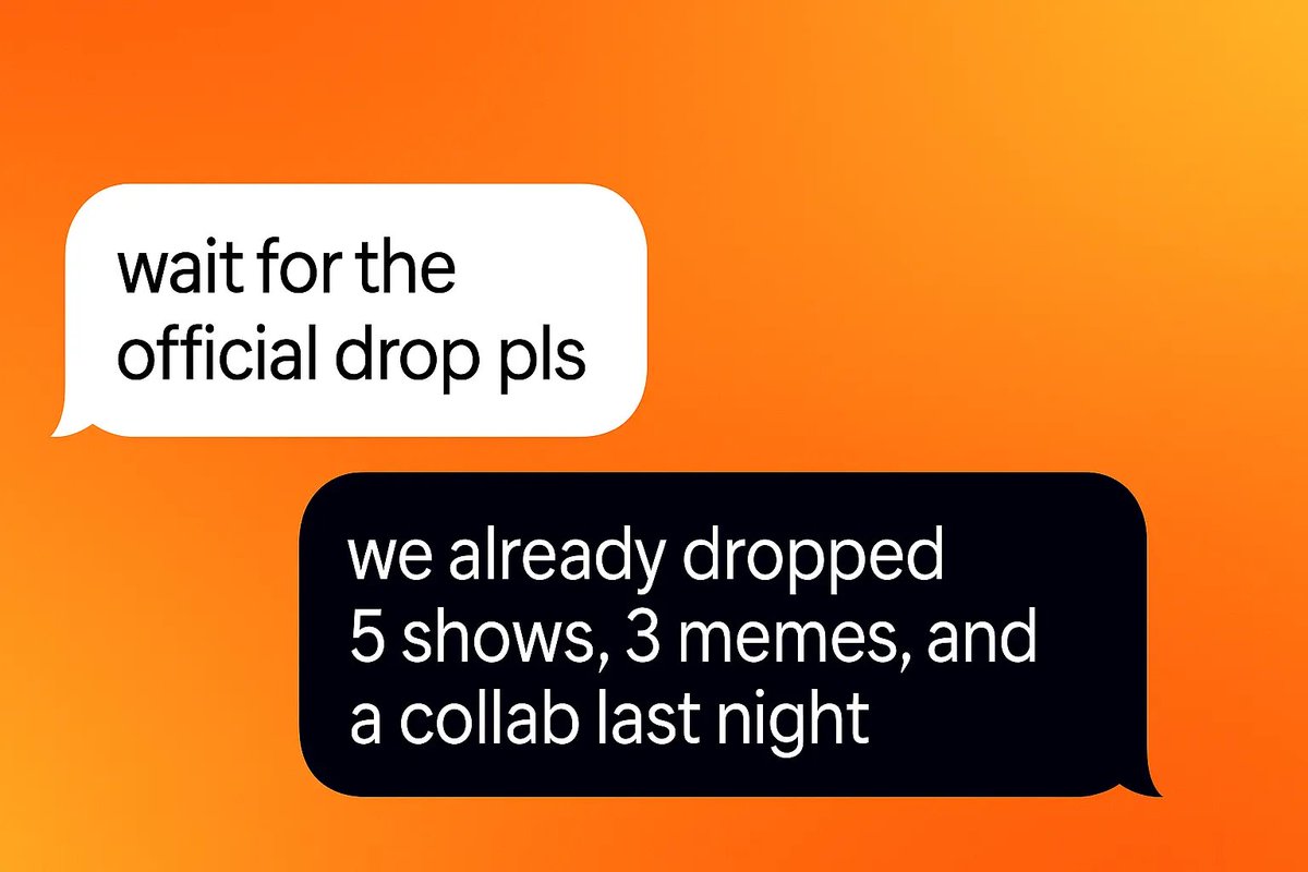 being a CMO at an AI entertainment company is just me saying

“please wait for the official drop”

while our AI agents already launched 5 shows, 3 memes, and a collab overnight.