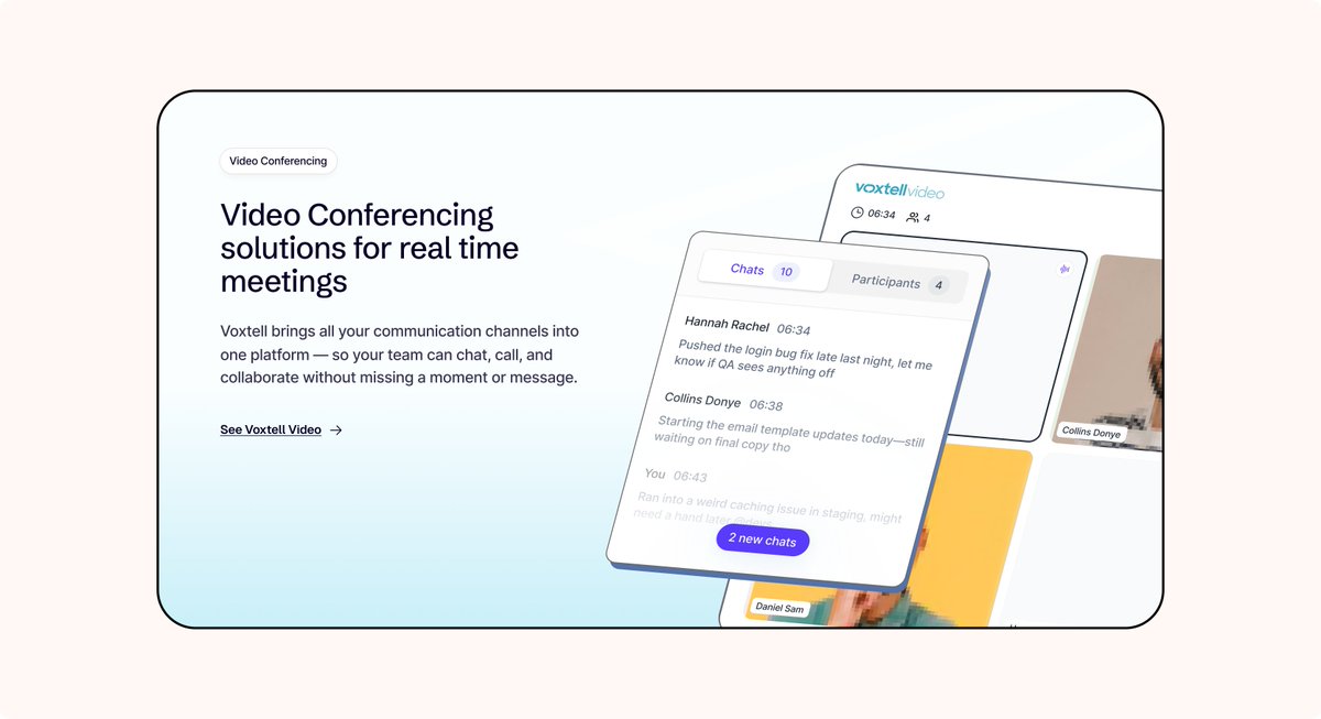 Making product illustrations a clear path to aid discovery for first time website visitors to gain clarity on what Voxtell does.