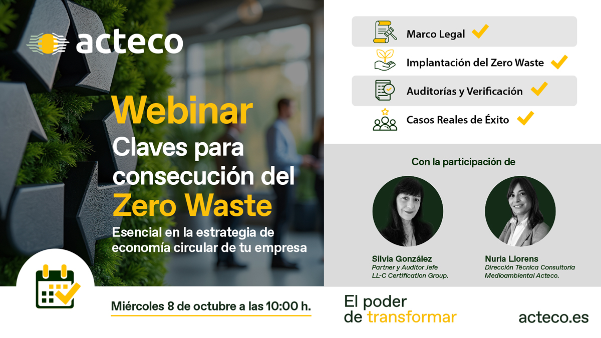 Actecosl's tweet photo. 🔔 WEBINAR #ACTECO | Claves para la consecución del #ZeroWaste 🔔

📅 8 de octubre | 10:00h
Inscríbete aquí 👉 https://t.co/gBM8M2JAzk

#Acteco #Webinar #LLC #ZeroWaste #GestionDeResiduos #TratamientoDeResiduos #Valorización #ConsultoríaMedioambiental https://t.co/4O0mbQ8Frb