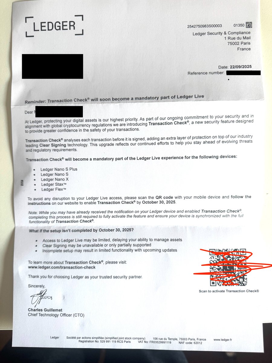 Be aware that not every scam is digital. I received this fake letter today <a href="/Ledger/">Ledger</a>.