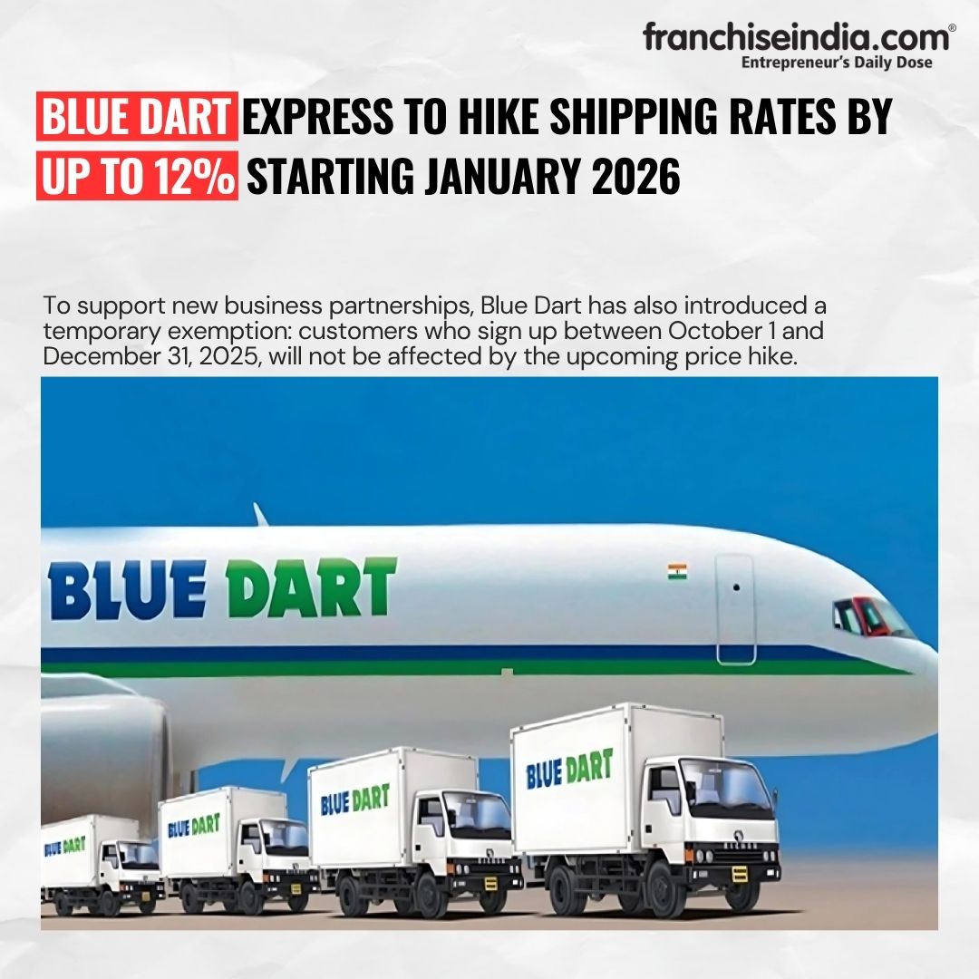 FranchiseIndia's tweet image. #Update 

Blue Dart Express to Hike Shipping Rates by Up to 12% Starting January 2026

Read more: franchiseindia.com/insights/en/ne…

#BlueDart #ShippingRates #LogisticsIndia #PriceHike2026 #ExpressDelivery #SupplyChainIndia #BusinessUpdate #EcommerceLogistics
