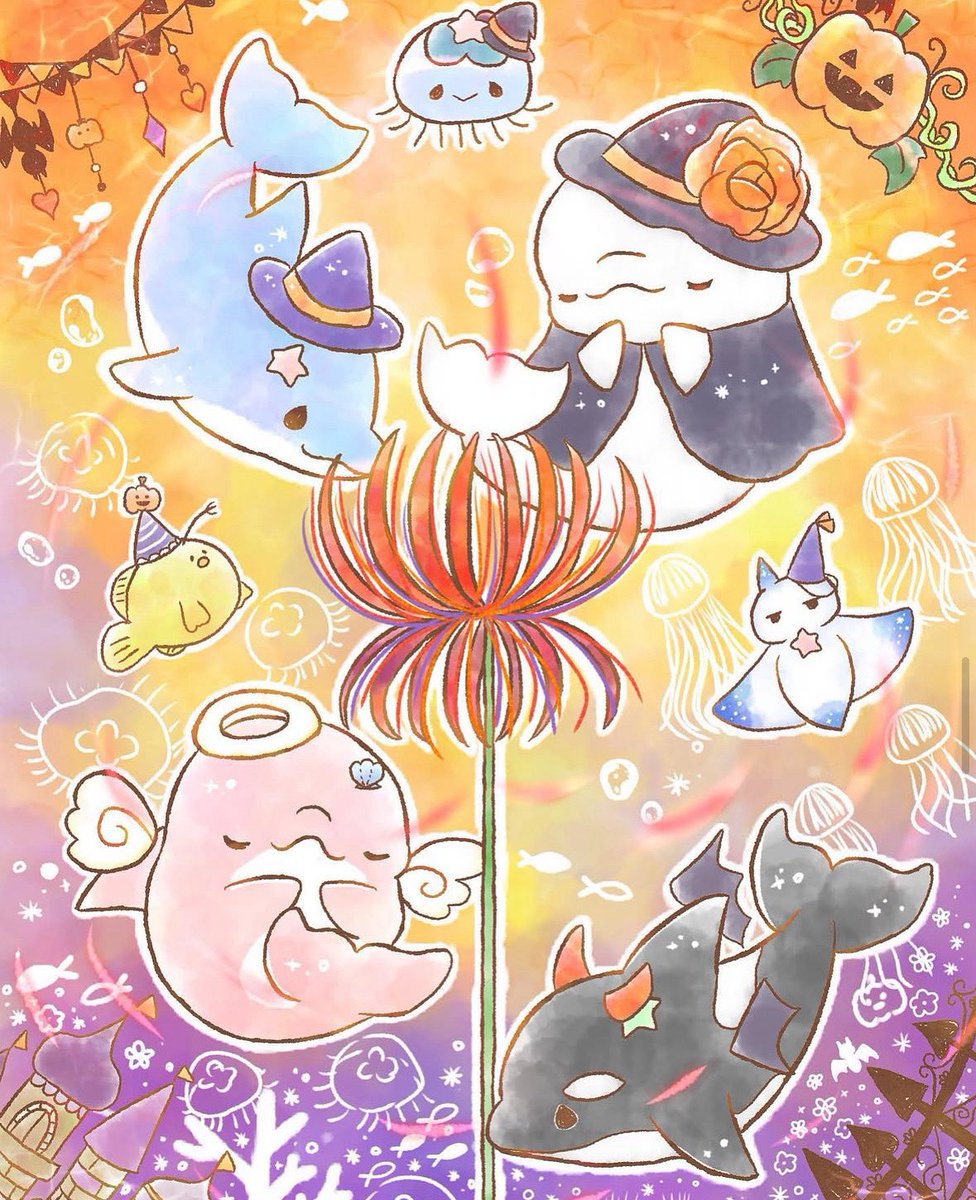 miiruka_'s tweet image. 明日から10月きゅい！🐬🎃

#過去絵　#ハロウィン