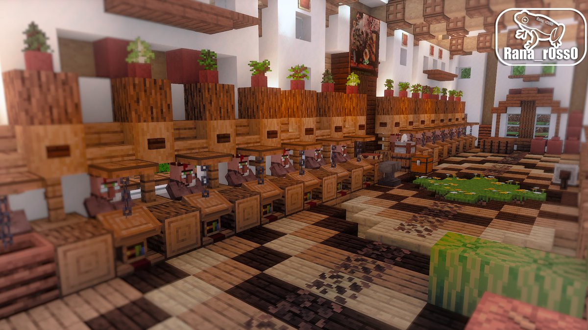 村人のために庭付きの屋敷作ってプレゼント、村人の像付き
#Minecraft
