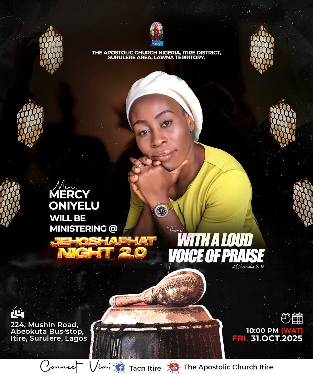 tac_itire's tweet photo. Leading us to raise a victorious sound of praise to God is our dear sister: 
Minister. Mercy Oniyelu

We are getting ready are you?! 
See flier for more details 

#praise , #JEHOSAPHAT 2.0 #jehosaphat https://t.co/4yI9smFYX1