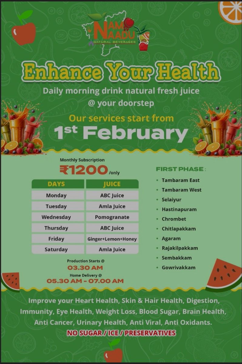 Nam Naadu Natural Beverages Startup in Tambaram Chennai makes healthy living effortless last 9 months.Fresh juices morning at doorstep with natural goodness no preservatives.Holistic wellness for a vibrant start.Founder Hariharan namnaadu.in
RiseLead 🇮🇳. RiseLeadTN.