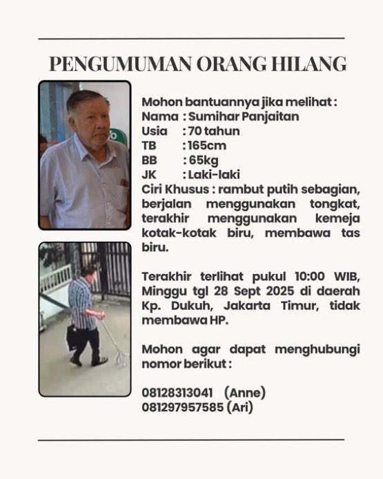 txtdrbekasi's tweet image. BANTU RETWEET BEKS

Info orang hilang

Cc @txtdrjkt