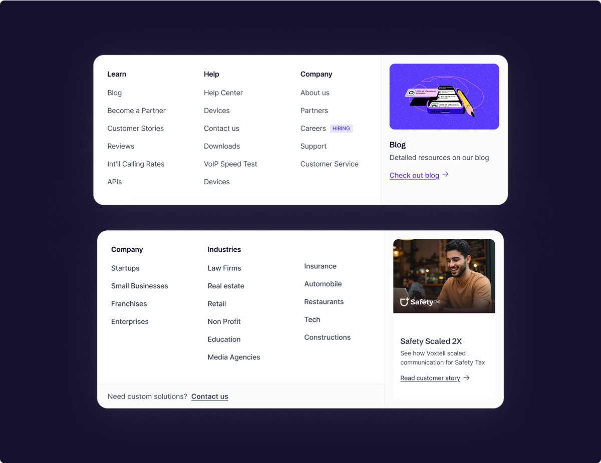 Navigation card designs.