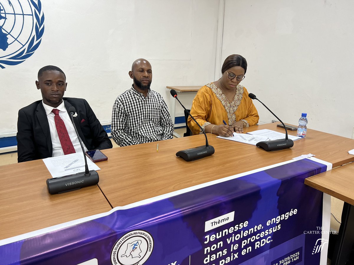 𝗛𝗮𝗽𝗽𝗲𝗻𝗶𝗻𝗴 𝗻𝗼𝘄 📍

Le Centre Carter participe à une journée de réflexion et d’échanges sur le thème :

« Jeunesse non-violente, actrice du processus de Paix en RDC ».

Organisée par la PJREC ASBL, organisation des jeunes engagés pour la paix.