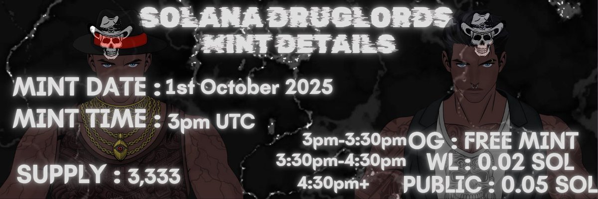Solanadruglords's tweet photo. 🚨 Mint Tomorrow 3PM UTC 🚨
Massive $DLS airdrop after mint 🔥

💎 Staking | Chat-to-Earn | Raid-to-Earn
💰 60 SOL liquidity | All back to community

Who’s seen utility like this?
 👀
DM for collab airdrops if you need for your community ⏰ https://t.co/khY7c0GJU6