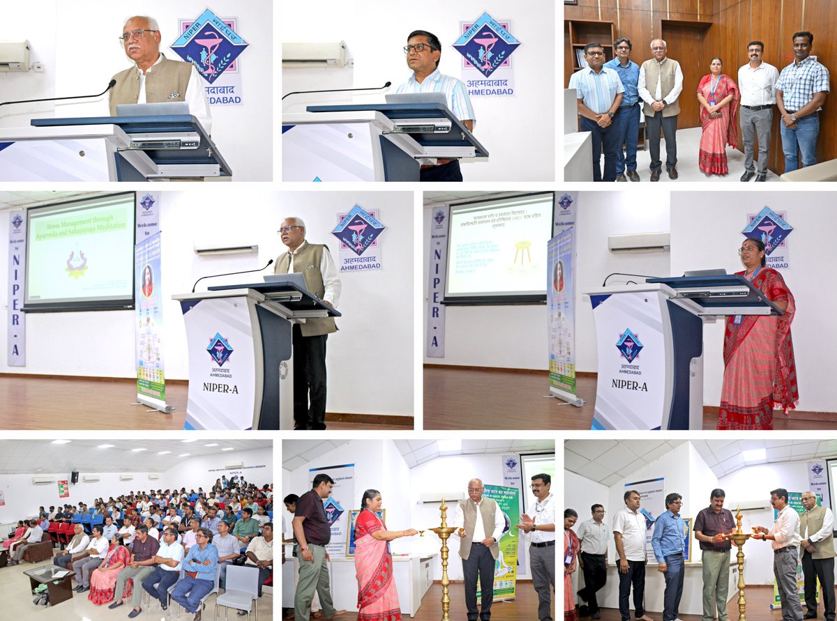 NIPER-AHMEDABAD (@niperahm) on Twitter photo On the occasion of #10thAyurvedaDay, <a href="/NIPERAHM/">NIPER-AHMEDABAD</a> organised an Expert lecture on “Ayurveda Perspective in Management of Stress and Anxiety” by Dr. Kiran Kale , Director, RARI, Ahmedabad.
#AyurvedaDay2025 #AyurvedaForPeopleAndPlanet #PublicHealth #HealthForAll #DONP <a href="/Pharmadept/">Department of Pharmaceuticals 🇮🇳</a> On the occasion of #10thAyurvedaDay, <a href="/NIPERAHM/">NIPER-AHMEDABAD</a> organised an Expert lecture on “Ayurveda Perspective in Management of Stress and Anxiety” by Dr. Kiran Kale , Director, RARI, Ahmedabad.
#AyurvedaDay2025 #AyurvedaForPeopleAndPlanet #PublicHealth #HealthForAll #DONP <a href="/Pharmadept/">Department of Pharmaceuticals 🇮🇳</a>