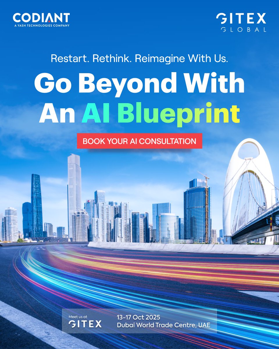 CODIANTSoftware's tweet image. 🚀 The future isn’t waiting - why should you?

At #GITEX2025, Codiant is bringing bold ideas, smarter strategies &amp;amp; AI blueprints to help businesses scale faster.

📅 Oct 13–17 | Dubai World Trade Centre

📩 info@codiant.com | calendly.com/codiant/gitex

#Codiant #GITEXGlobal