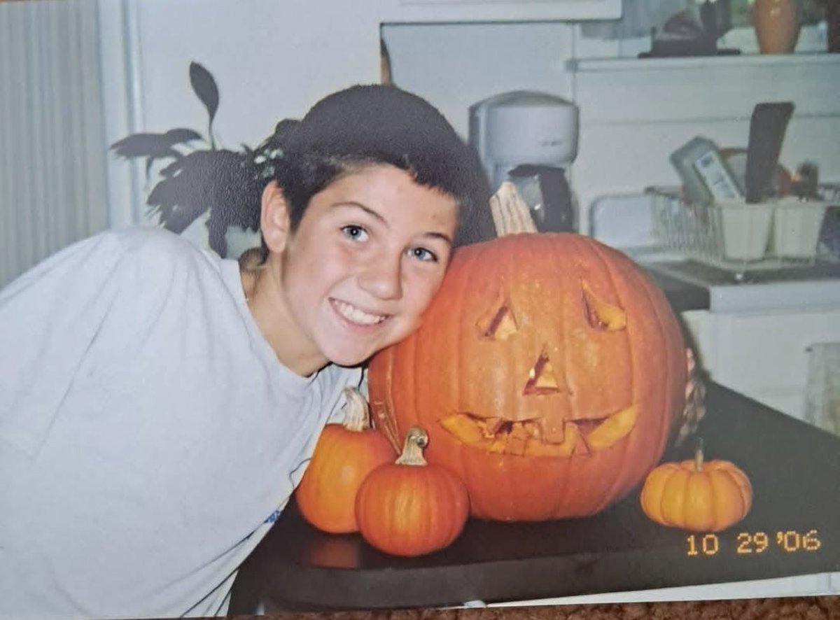It’s #pumpkinseason and as little pumpkins my fiancée and I apparently loved posing by pumpkins too 🎃 😂