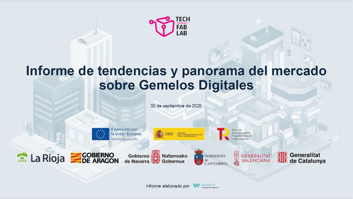 TechFabLabCV's tweet image. Ya está disponible en nuestra Web el Informe de tendencias y panorama del mercado sobre Gemelos Digitales, elaborado por WORSLEY como parte del programa de Vigilancia Tecnológica y Competitiva desarrollado por #TechFabLab
Puedes descargarlo en este enlace: techfablabcv.es/informe-gemelo…