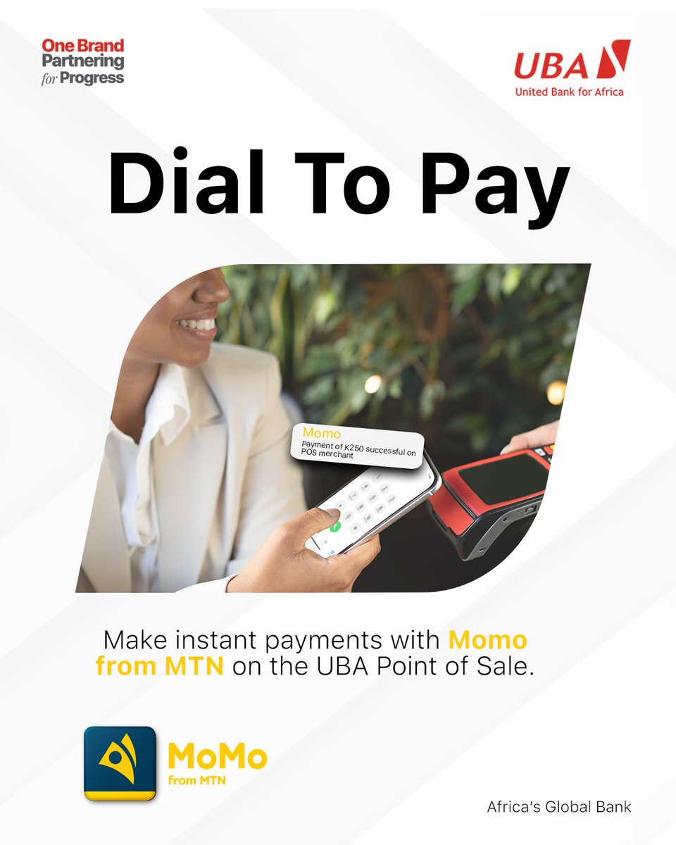 UBA__Zambia's tweet image. 𝐍𝐨 𝐜𝐚𝐫𝐝 𝐨𝐧 𝐡𝐚𝐧𝐝? 𝐖𝐨𝐫𝐫𝐲 𝐧𝐨𝐭!
Use your MTN Mobile Money wallet to make payments on the UBA Point of Sale.

POS available for businesses; apply via:ubazambia.com/personal.../di…

#ubapos #pointofsale #AfricasGlobalBank