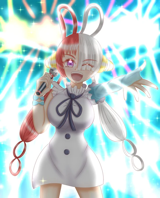 ウタちゃんの誕生日まで後少しですね(*'ω'*) 前夜祭という事でウタちゃんゲリライラストLIVE再演という名の再掲を(*'▽`*)(1/2) ①やっと会えたね ②私のウタを聞いて ③ゲスト登場! ④ゲストはAdoちゃん