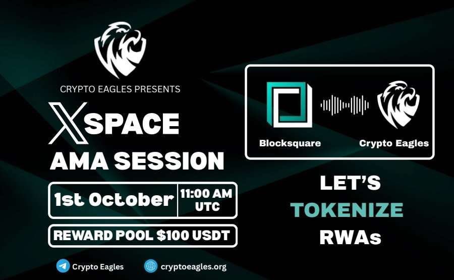 CryptoProject6's tweet image. We are pleased to announce our Next X-Space on 1st of October 2025 at 11 AM UTC. 

@CryptoProject6
 x 
@blocksquare_io

Venue: 

Reward : 100$
Requirements:
Follow :-
✅@CryptoProject6
✅ @blocksquare_io
Like, RT, Tag your 3 Friends.