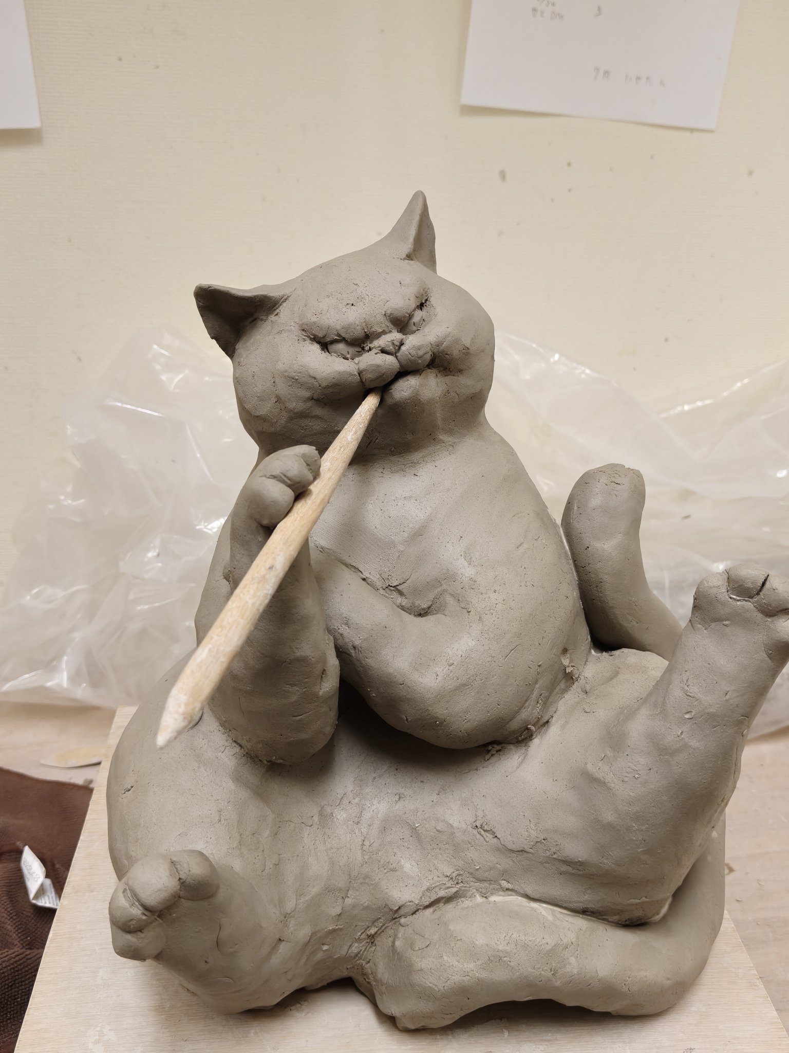 確認用妻の作った猫お墓シリーズ鳥葬陶芸骨になっていく猫ハゲタカ