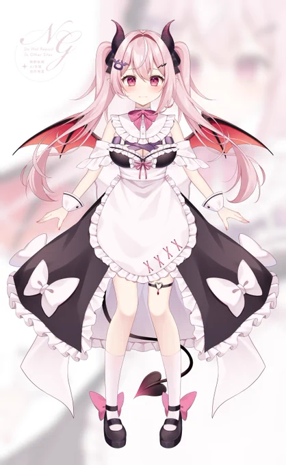 2年前に作ったVtuberモデルの「サキュバスメイドちゃん」ですが、こちらでイラコンに参加しました パーツ分けも済んでいるので、今年中にはnizimaで販売予定です～!(たぶん) #JUKUイラコン #Live2DJUKU #オリジナル