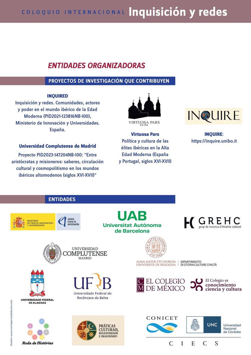 🔔👁️‍🗨️ ¡Recordatorio! Esta tarde hay una cita en el Congreso Internacional Inquisición y redes, especialmente con la sesión coordinada por nuestra compañera Ana Isabel López-Salazar. 

(📲Evento híbrido) 

⬇️⬇️⬇️