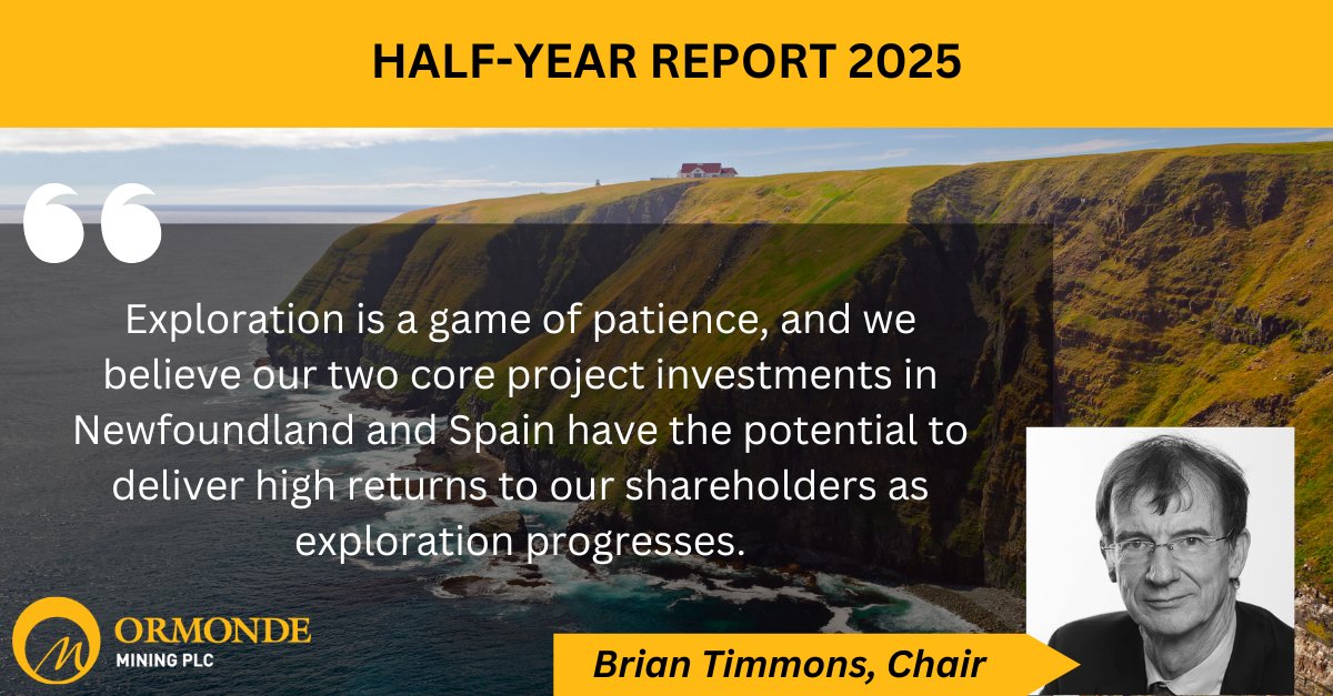 OrmondeMining's tweet photo. 🚨Half-year report out!

Highlights:

🔸@MetalsTru intersected gold in EVERY hole @ Golden Rose (Newfoundland) – optioned to @Eldorado_Gold

🔸Increased ownership of Zamora Licences (Spain) to 100%, significant gold potential

🔗Full report: https://t.co/xiWwnuQSyP

#Gold #Mining https://t.co/FLPd9BB21j