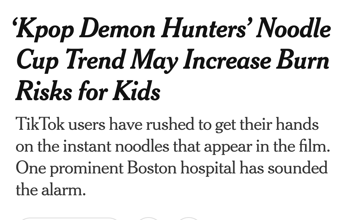 "Kpop Demon Hunter Noodle Cup Trend" seems like a Mad Libs creation