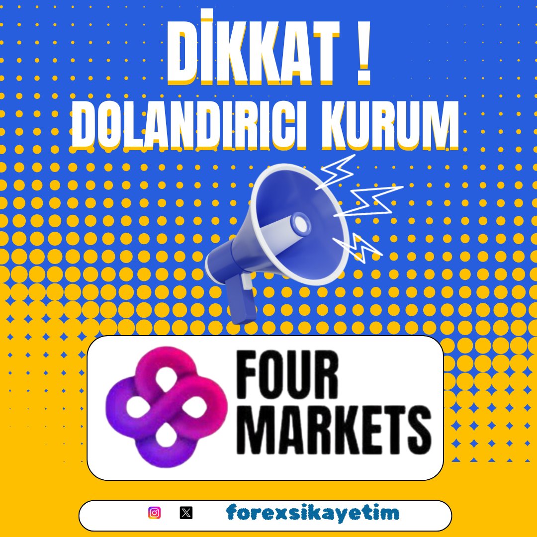 SikayetForex's tweet photo. ‼️Dikkat Dolandırıcı Kurum ‼️

🚫FOUR MARKETS🚫

❌Sakın yatırım yapmayınız ❌

#bist100  #kripto #BORSA  #Forex  #xauusd #NASDAQ100  #dolar #forexsikayetvar #forexsi̇gnals #Solana https://t.co/BMHaWC7BM9