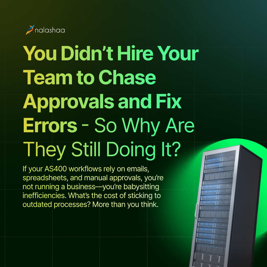 nalashaa's tweet image. AS400 workflow automation eliminates delays, errors, and unnecessary manual work—so your team can focus on what actually matters. Still waiting for a sign? This is it. 🚀 

Start here: nalashaa.com/as400/as400-au…

#AADPSC #AS400 #WorkflowAutomation #BusinessEfficiency