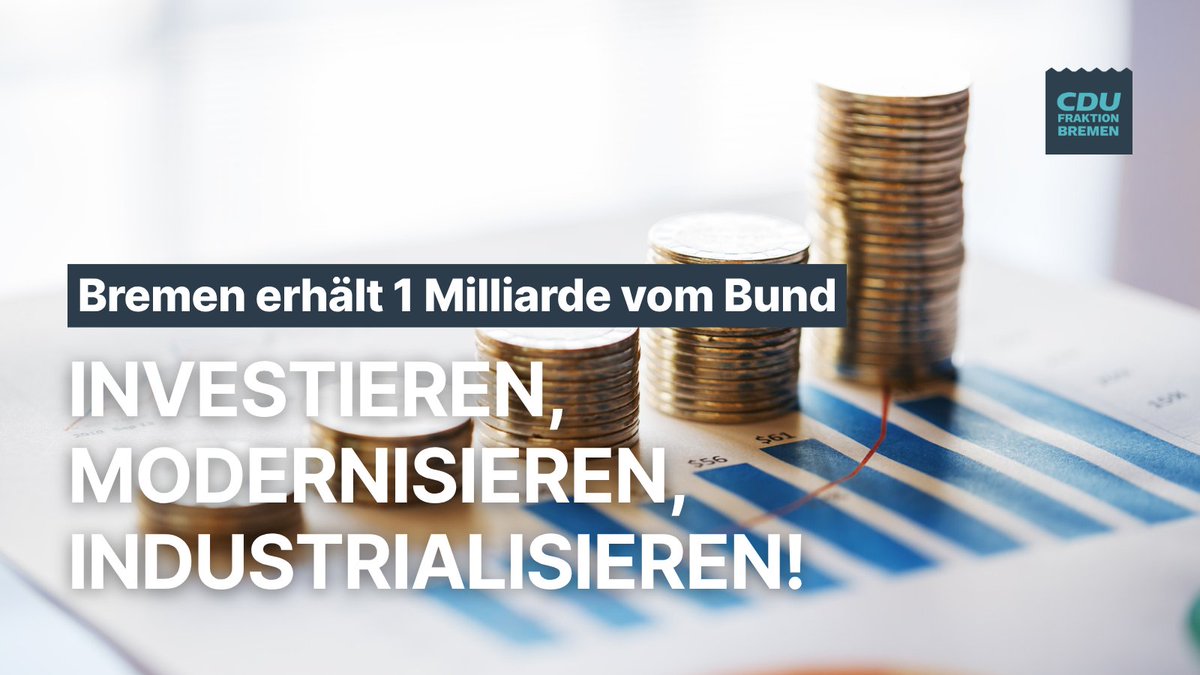 Der Senat verwaltet den Niedergang. Wir investieren in die Zukunft! Mit fast 1 Mrd. € Bundesmitteln wollen wir Wachstum, Innovation &amp; Arbeitsplätze schaffen. Jetzt ist die Zeit, Bremen aus der Abwärtsspirale zu holen. Mehr: tinyurl.com/pv2mnz3z #Bremen #Zukunft #Wirtschaft