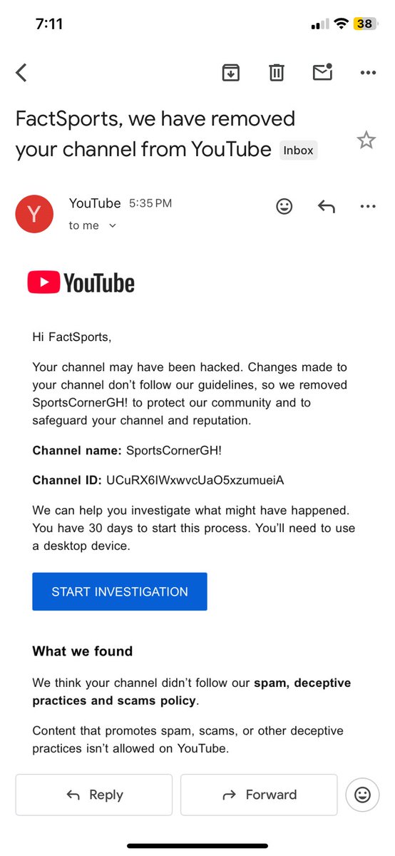 MovieBuddyGH's tweet photo. @TeamYouTube my channel was removed on reasons that it may be hacked and did not follow guidelines. I need help. If a Manual review is conducted, it will prove I follow YouTube guidelines and policies. https://t.co/3p80j6tcQD
