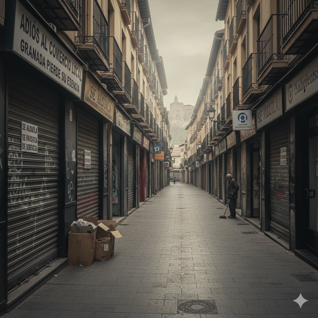 💔 Granada pierde su "corazón".

Año tras año el comercio local desaparece. Persianas cerradas en los barrios que no volverán a abrirse, mientras el centro se llena de franquicias.

😢 Lo que antes fue un orgullo para la ciudad hoy está en peligro de extinción...
